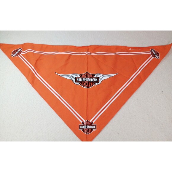 Vtg 2001 Harley-Davidson Orange Dog Bandanna Triangle Logo Pet Gear - Picture 1 of 10